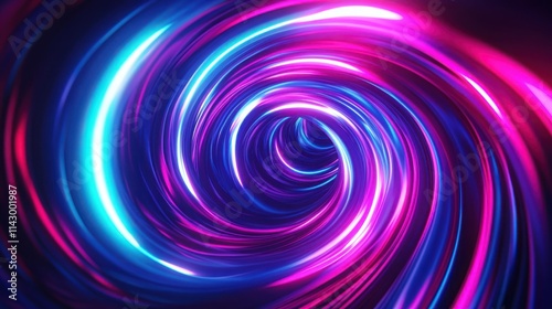 Abstract Neon Swirling Tunnel of Light and Color