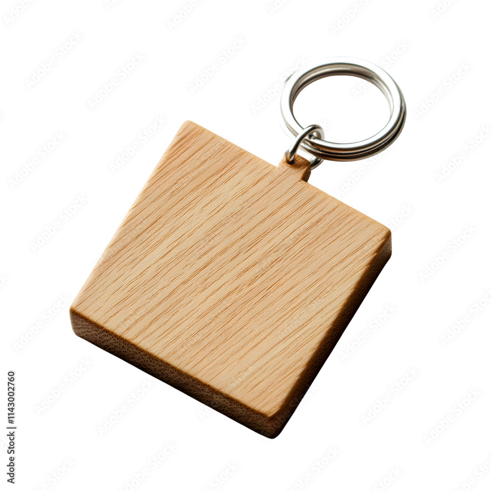 Fototapeta premium Blank Wooden Keychain with Metal Ring