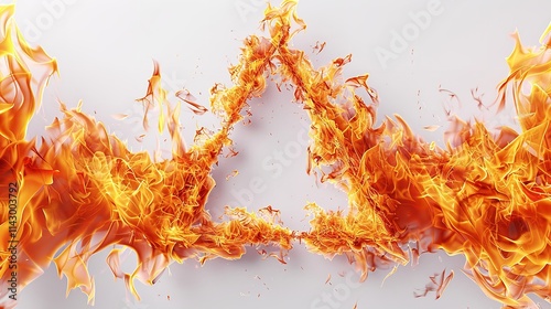 Triangle made by fire on white background UHD wallpaper