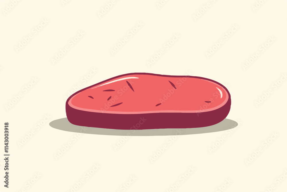 Raw Steak Slice on Light Background Illustration Raw Steak Slice on Light Background Illustration