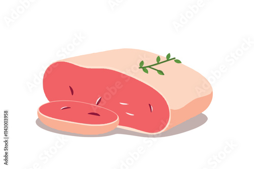 Fresh Ham with Slices and Herb Garnish
