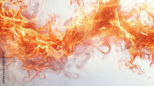 Fire flame on white background