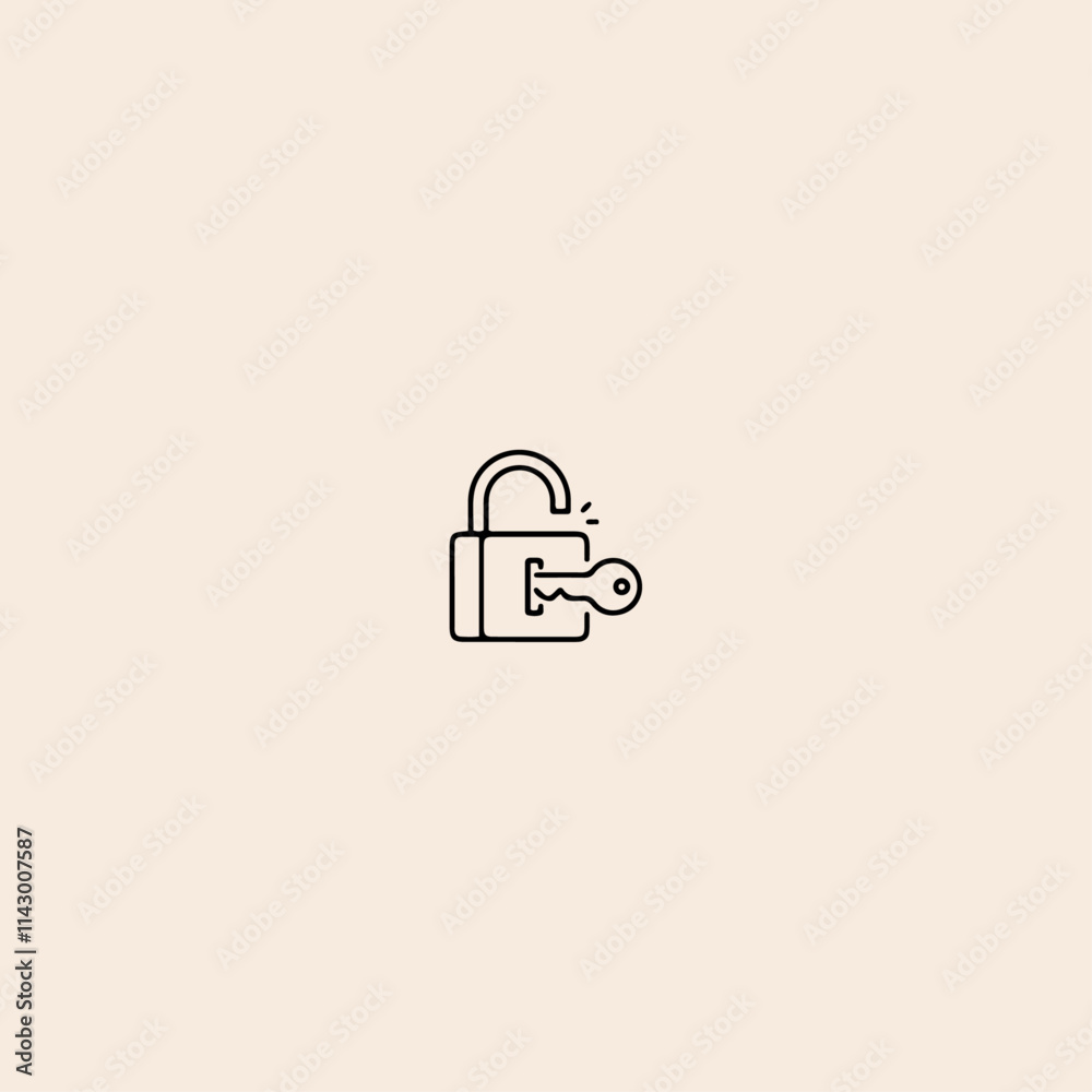 The key opens the lock icon flat vector design.