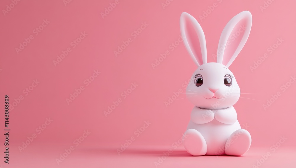 Adorable 3D Render of a White Bunny Against a Pink Background Adorable 3D Render of a White Bunny Against a Pink Background