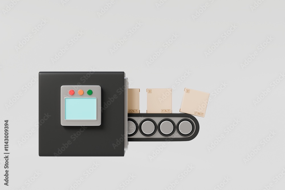 3D Conveyor belt roller with cardboard or parcel box icon isolated on transparent background Minimal Cartoon Empty conveyor belt icon. Logistics manufacturing and Factory industrial Concept. 3d render 3D Conveyor belt roller with cardboard or parcel box icon isolated on transparent background Minimal Cartoon Empty conveyor belt icon. Logistics manufacturing and Factory industrial Concept. 3d render