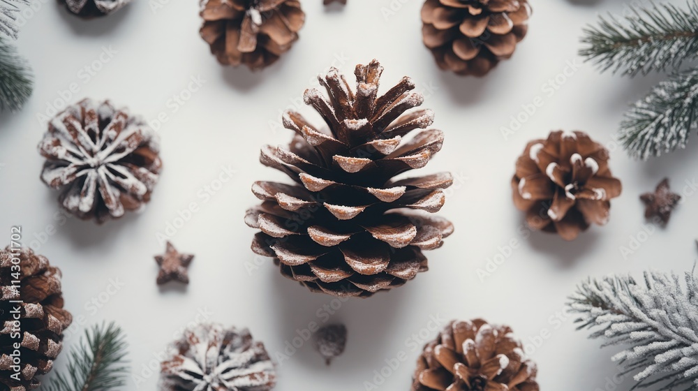 Isolated pine cone on white background, surrounded by other cones. Suitable for Christmas decorations and festive themes. Isolated pine cone on white background, surrounded by other cones. Suitable for Christmas decorations and festive themes.