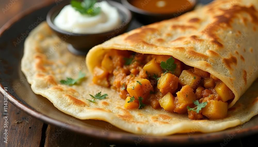 Homemade Butter Roti with Spicy Aloo Sabji Homemade Butter Roti with Spicy Aloo Sabji