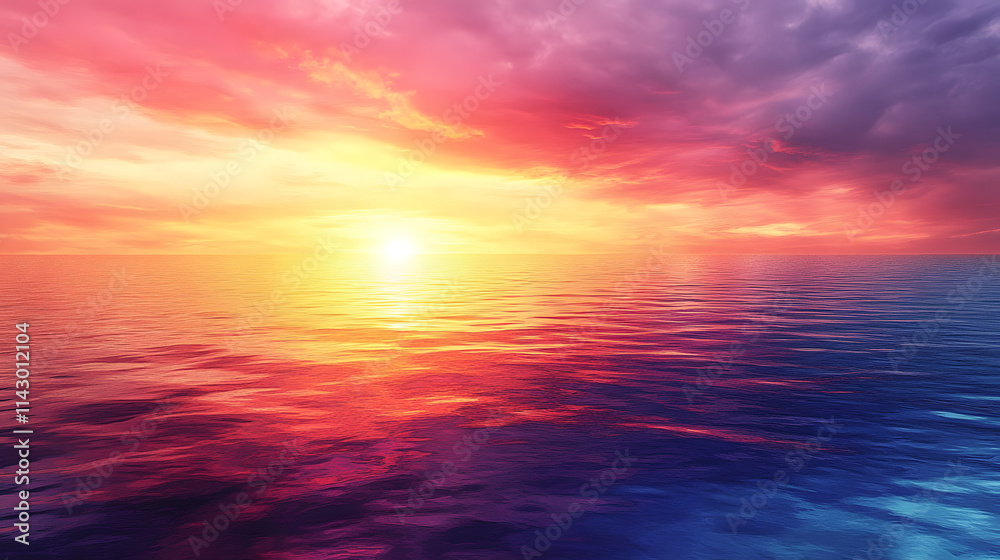 A Dreamy and Mesmerizing Ombre Sunset with Vibrant Abstract Colors Blending in the Sky and Shimmering Water A Dreamy and Mesmerizing Ombre Sunset with Vibrant Abstract Colors Blending in the Sky and Shimmering Water