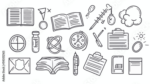 Hand-Drawn Science and Education Vector Icons Collection  Art & Illustration