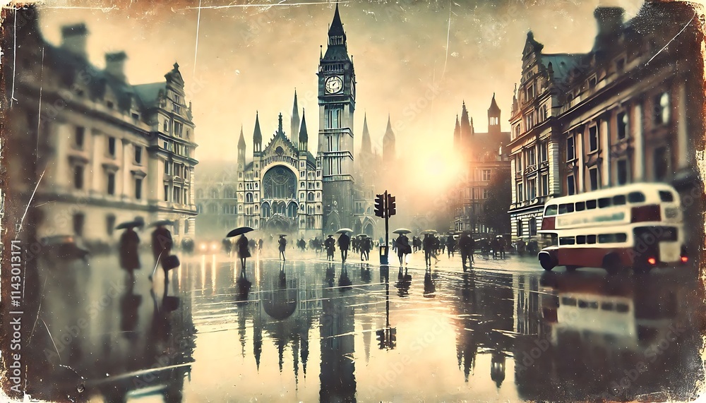 Fototapeta premium Illustrate nostalgia through soft, faded visuals with blurred edges and vintage-inspired tones, creating a reflective and emotional composition with Generative AI