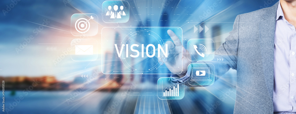 Vision concept. man touching in screen Vision concept. man touching in screen