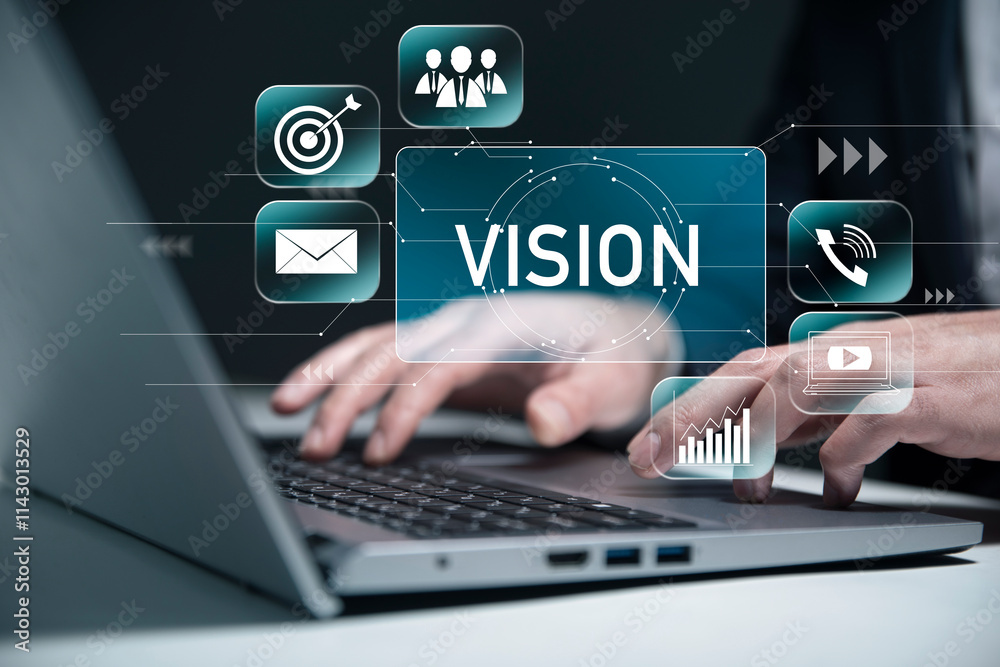 Vision with man using a laptop Vision with man using a laptop