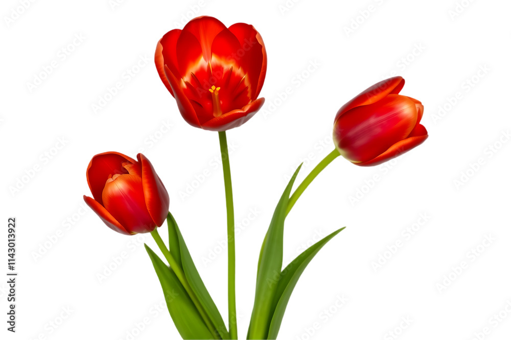 Elegant Classic Red Tulips in Full Bloom Elegant Classic Red Tulips in Full Bloom