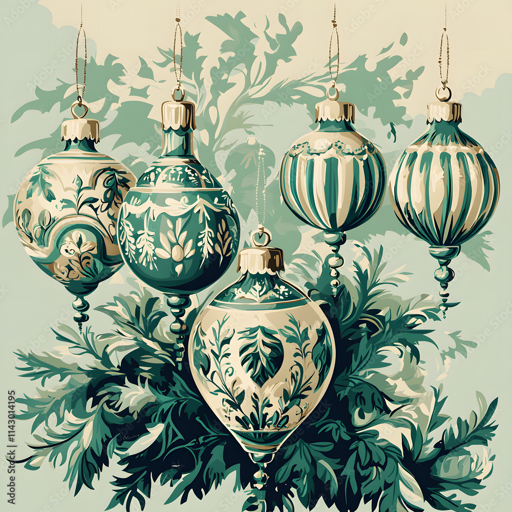 New year baubles, Christmas balls in retro style. Watercolor style. Red, deep blue and dark green baubles. Vintage Christmas baubles composition. Perfect for holiday design, card, banner, shop New year baubles, Christmas balls in retro style. Watercolor style. Red, deep blue and dark green baubles. Vintage Christmas baubles composition. Perfect for holiday design, card, banner, shop