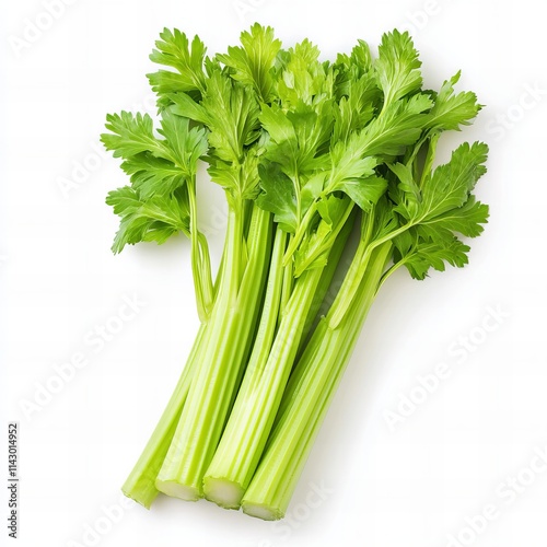 bunch of green, fresh celery isolated on white