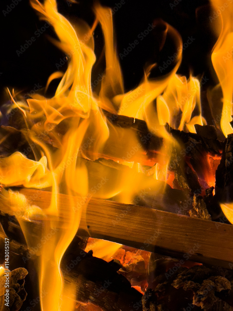 Obraz premium fire flame in the fireplace.
