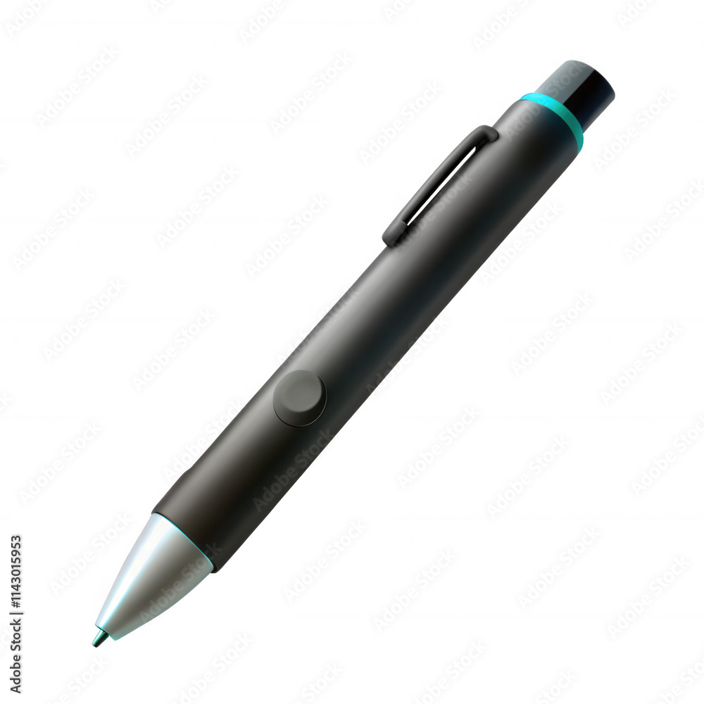 A sleek black pen featuring a turquoise accent. This high-quality pen is perfect for professional settings or personal use, great for writing smoothly. A sleek black pen featuring a turquoise accent. This high-quality pen is perfect for professional settings or personal use, great for writing smoothly.