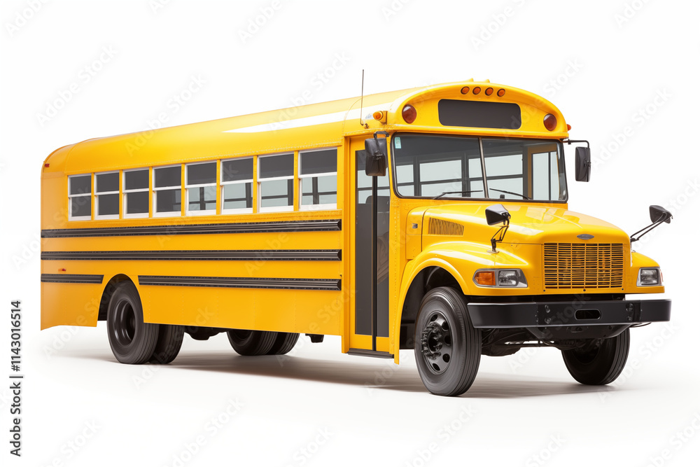 American Yellow School Bus on White Background for Education, Kids Transportation, and School Transport Concept. Bus topics. For school. American Yellow School Bus on White Background for Education, Kids Transportation, and School Transport Concept. Bus topics. For school.