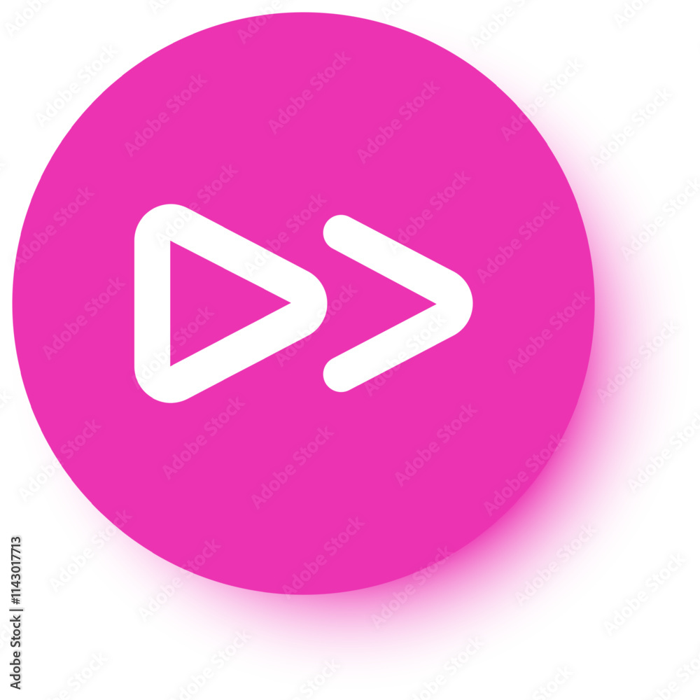 Fast forward media player button featuring a sleek white icon on a vibrant pink circle, enhanced with a drop shadow, symbolizing speed and progress in digital navigation Fast forward media player button featuring a sleek white icon on a vibrant pink circle, enhanced with a drop shadow, symbolizing speed and progress in digital navigation