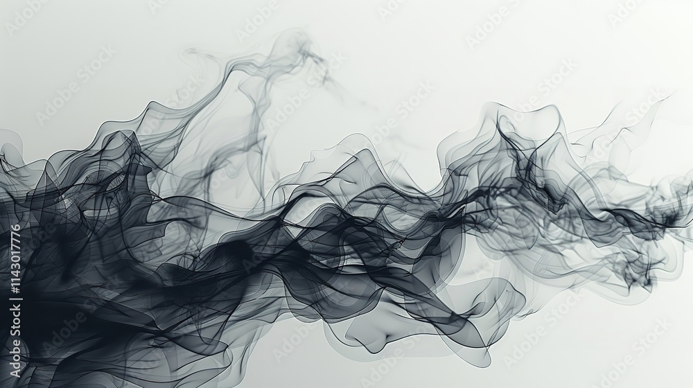 Abstract black line art vector design with smoke pattern on white background, digital illustration of modern and futuristic waves for concept banner template design Abstract black line art vector design with smoke pattern on white background, digital illustration of modern and futuristic waves for concept banner template design