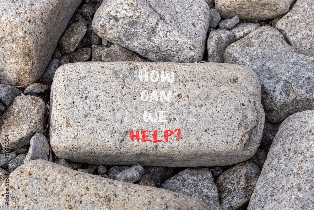 How can we help symbol. Concept words How can we help on beautiful grey stone. Beautiful grey stones background. Business and how can we help concept. Copy space. How can we help symbol. Concept words How can we help on beautiful grey stone. Beautiful grey stones background. Business and how can we help concept. Copy space.