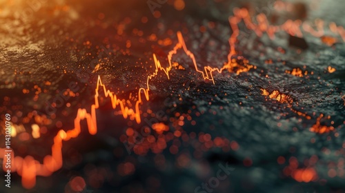 Markets Down. Business Crisis: Stock Market Crashed with Economy Stagnation