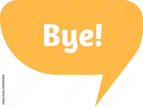 Yellow speech bubble showing bye on a white background, ideal for conveying farewell or departure in communication and social media contexts