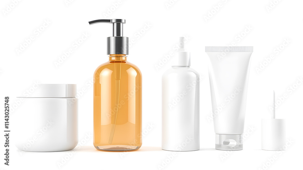 Mockup of personal care products set on white background. Generative AI Mockup of personal care products set on white background. Generative AI
