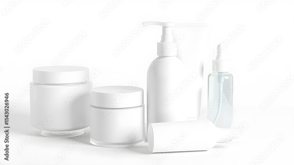 Mockup of personal care products set on white background. Generative AI Mockup of personal care products set on white background. Generative AI