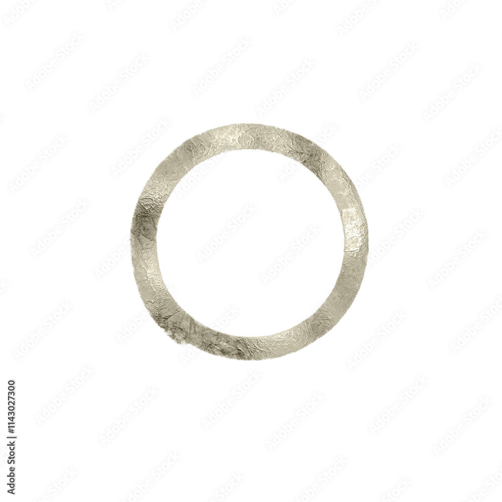Metallic silver round flat frame. Circle drawn with metallized paint Metallic silver round flat frame. Circle drawn with metallized paint