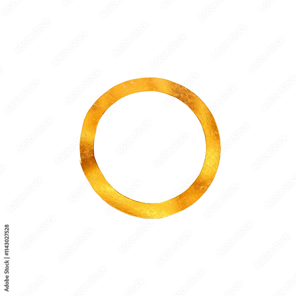 Metallic gold round flat frame. Circle drawn with metallized paint Metallic gold round flat frame. Circle drawn with metallized paint