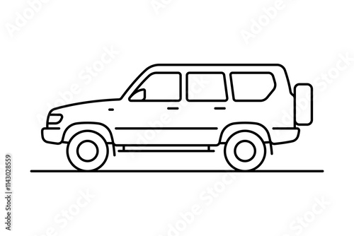 Off-road vehicle icon. Suv. Black outline linear silhouette. Editable strokes. Side view. Vector simple flat graphic illustration. Isolated object on white background. Isolate.
