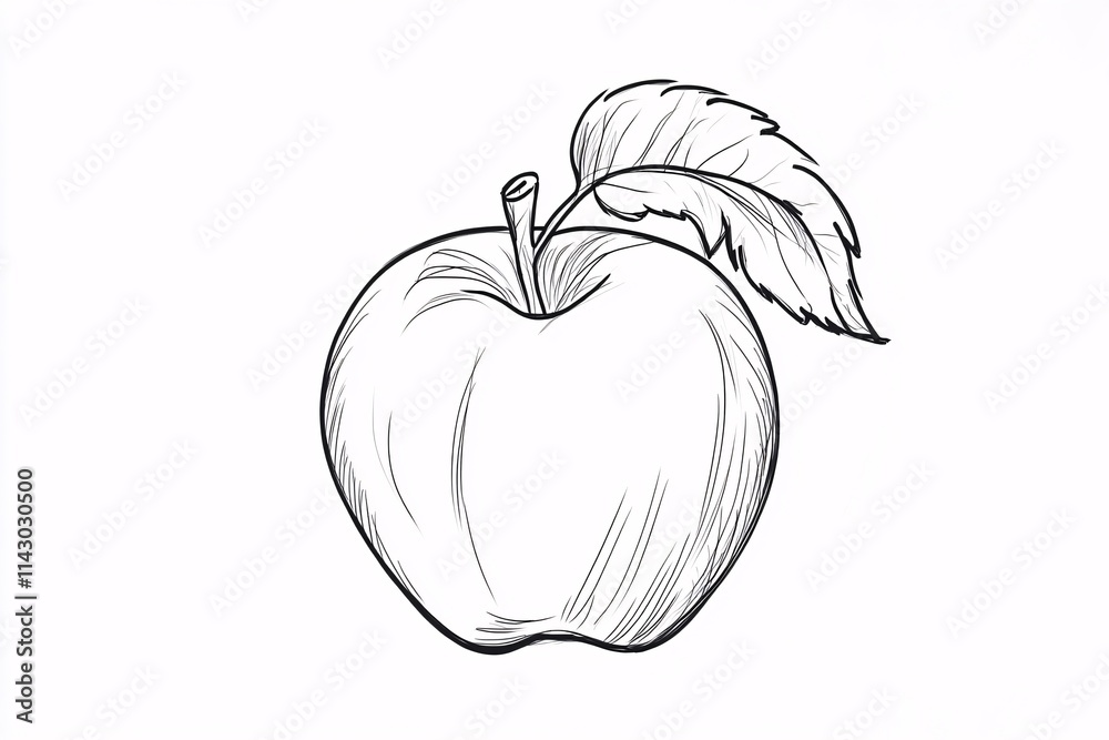 Outlined Apple with Leaf in Bold Black Style Outlined Apple with Leaf in Bold Black Style