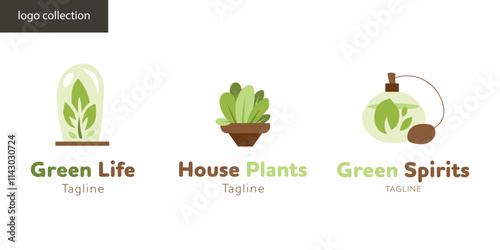 Eco-friendly logo and branding set. Green energy, environmental protection and environmentally friendly products. Ideas for design and decoration. Vector collection of illustrations