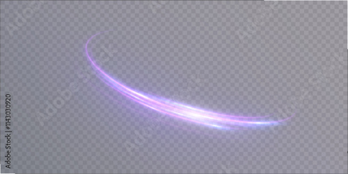 Shiny bright purple glowing sparkling curved line with magical light effect of magical sparkle dust and glitter particles. Glow effect for game interface design.