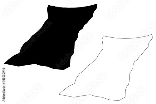Zawiya District (Districts of Libya, State of Libya, Tripolitania) map vector illustration, scribble sketch Zawia map