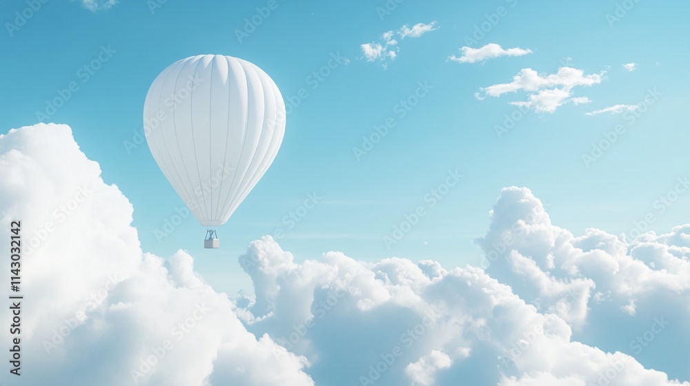 Fototapeta premium Graceful White Balloon Hovering Over Tranquil Horizon