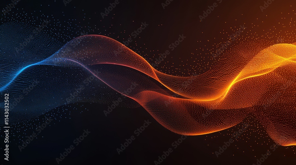 Fototapeta premium a black background with orange and blue lines and dots