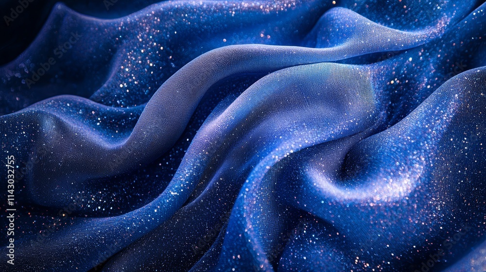 Obraz premium a close up of a blue fabric with stars on it