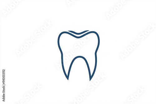 basic rounded tooth illustration in blue outline set against a plain white background emphasizing dental wellness and simplicity 