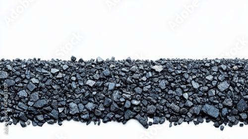 A pile of black rocks on a white background