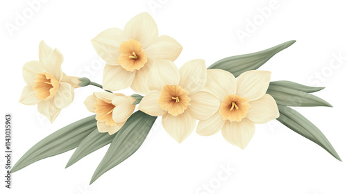 Vintage jonquil flower isolated on a white background