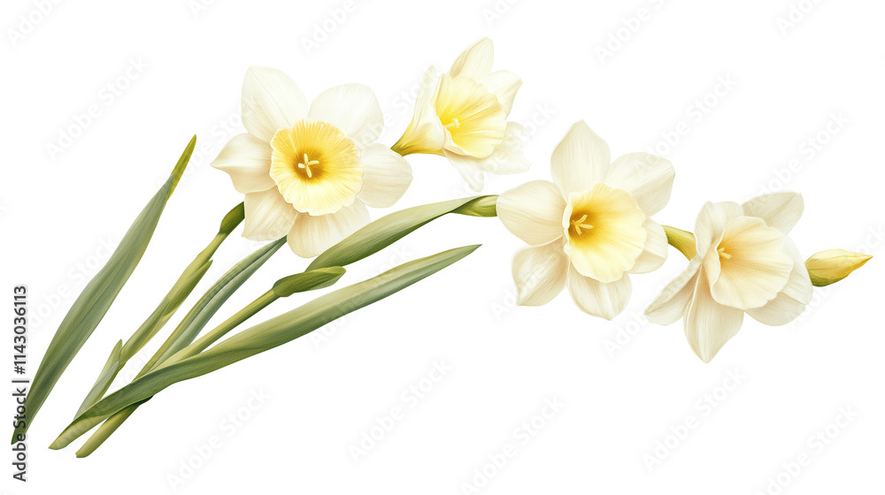 Naklejka premium Vintage jonquil flower isolated on a white background