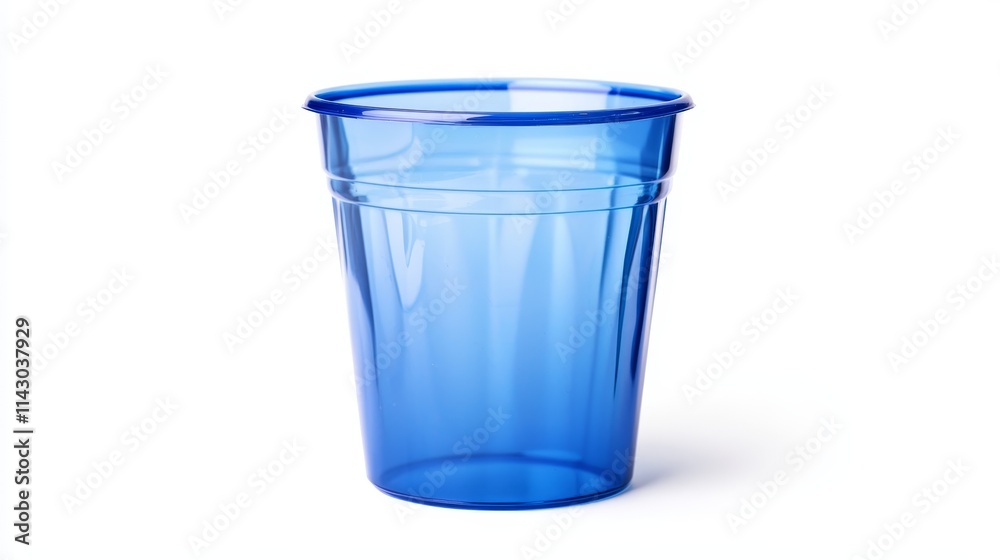 A blue plastic cup on a white background A blue plastic cup on a white background