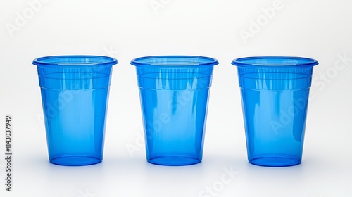 Wallpaper Mural A set of three blue plastic cups on a white background Torontodigital.ca
