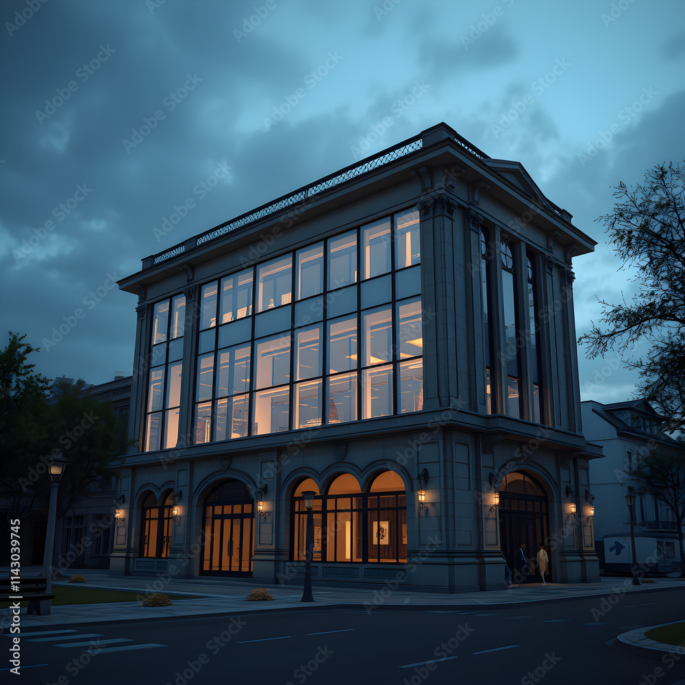 Fototapeta premium A large building with many windows and a tall clock tower