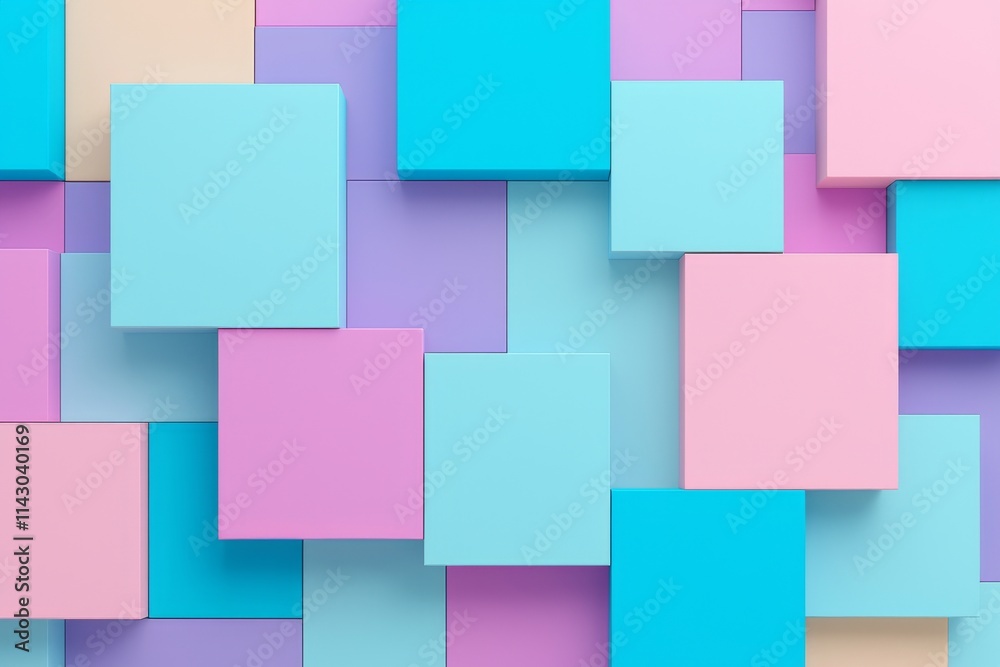 An abstract background with a geometric pattern created by colorful cubes, absent of any individuals. An abstract background with a geometric pattern created by colorful cubes, absent of any individuals.