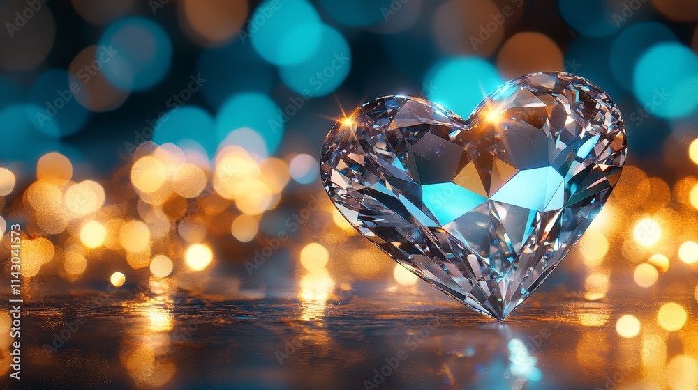 Fototapeta premium A heart shaped diamond on a reflective surface