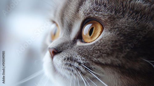 Brown scottish british shorthair cat breed isolated on white background. fluffy adorable cute domestic pet animal, funny beautiful tabby kitty kitten fur, furry, eye, whisker.