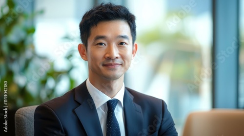 A man in a suit and tie sitting in a chair